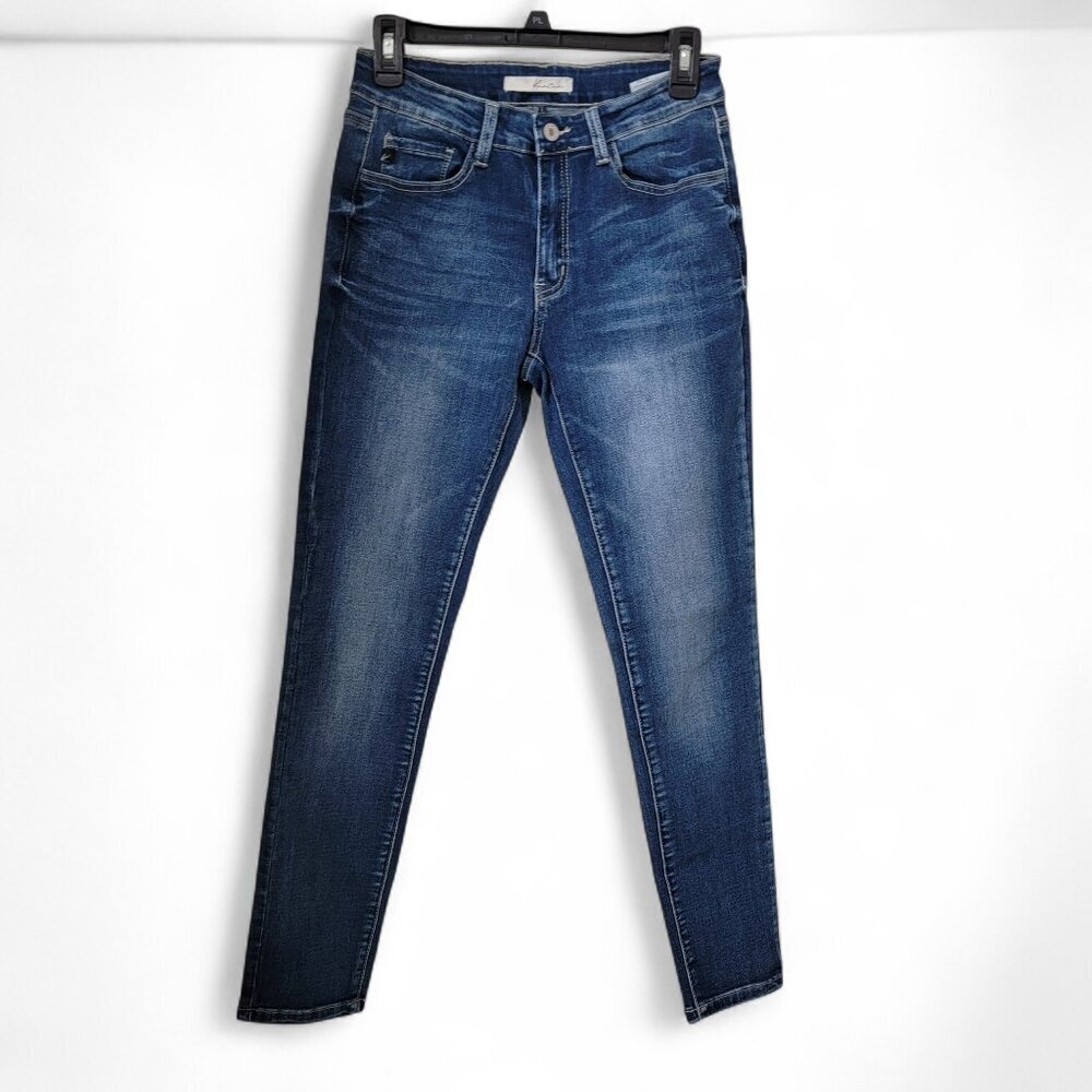 Kancan Size 9/28 Mid Rise Skinny Stretch Denim Blue Jeans, Excellent Condition